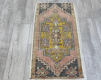 Alfombra pequeña de 2x3, alfombra vintage de 2x3, alfombra rosa de 2x3, alfombra turca de 2x3, alfombra de lana de 2x3, alfombra de baño de 2x3, alfombra Oushak de 2x3, alfombra de entrada de 2x3, 1.7 x 3.0 pies