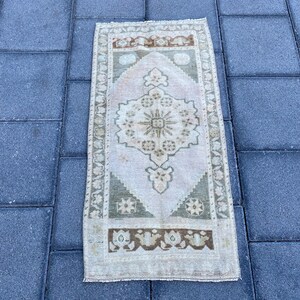 Vintage rug, Doormat, Turkish rug, Small rug, Faded rug, 1.5x3.1 ft, Bohemian rug, Handmade wool rug, Unique rug, Antique rug, Boho rug