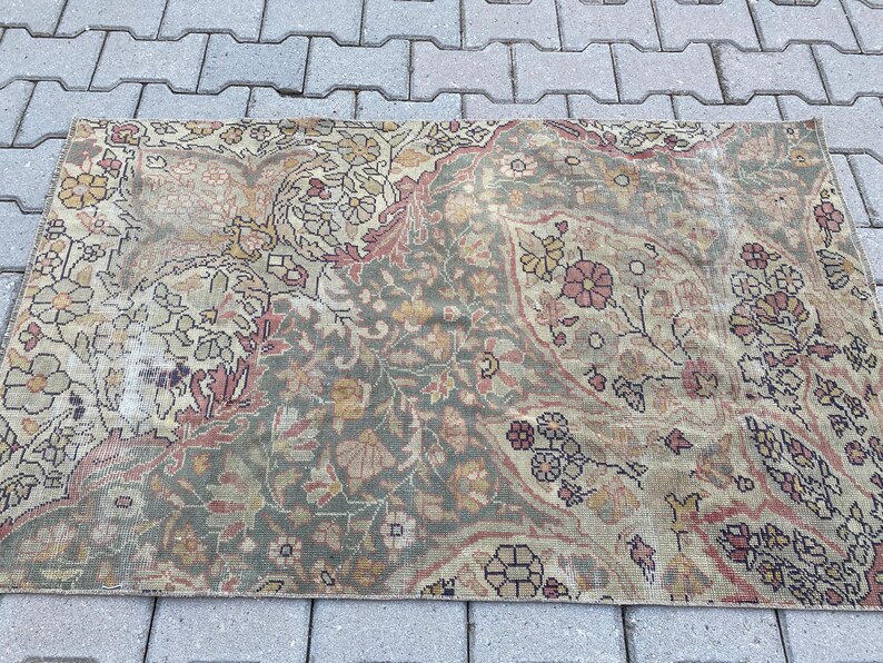 2,8 x 4,4 pi, tapis bio, tapis turc, tapis d'accent, petit tapis, tapis vintage, tapis rouge, tapis oushak, tapis oriental, tapis en laine fait main, tapis décoratif image 4