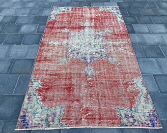 Roter großer Teppich, Medaillon Teppich, Boho Teppich, Wohnzimmerteppich, Türkischer Teppich, Vintage Teppich, 150 x 250 Handgemacht