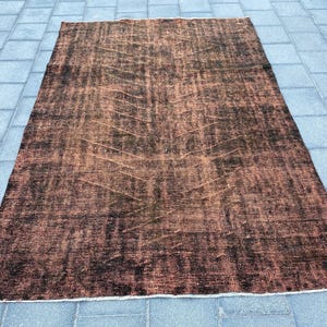 Large rug, Vintage turkish rug, Faded rug, Oushak rug, Living room rug, Antique rug, Bohemian rug, Black rug, Overdyed rug, 5.7 x 8.2 ft