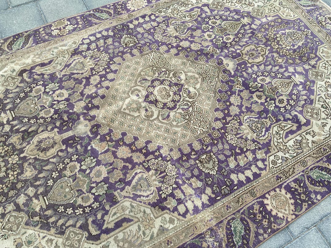 5.9x9.3 Ft, Purple Rug, Accent Rug, Vintage Rug, Turkish Wool Rug ...