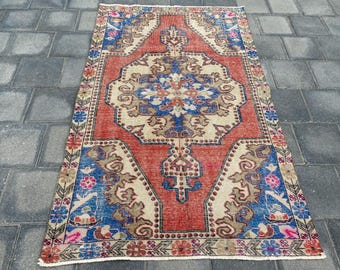 4.3x6.7 ft, Turkish rug, Area rug, Colorful rug, Vintage rug, Oushak wool rug, Living room rug, Oriental rug, Bohemian rug, Anatolian rug