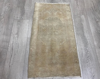 Alfombra pastel, alfombra de tonos suaves, alfombra turca, alfombra pequeña, alfombra vintage, alfombra Oushak, alfombra tipo felpudo, alfombra bohemia, alfombra de lana hecha a mano, alfombra bohemia, 1,7 x 3,1 pies