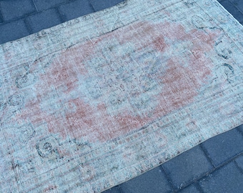 Turkish large rug, Faded rug, Oushak rug, Living room rug, Vintage rug, Soft rug, Muted rug, Handmade wool rug, Boho decor rug, 5.0x7.6 ft