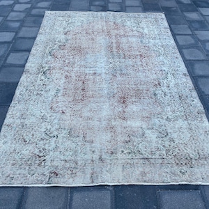 6x9 Oushak large rug, Vintage rug, Soft rug, 6.0 x 9.0 ft, Turkish rug, Faded rug, Saloon rug, Oriental rug, Boho wool rug, Living room rug