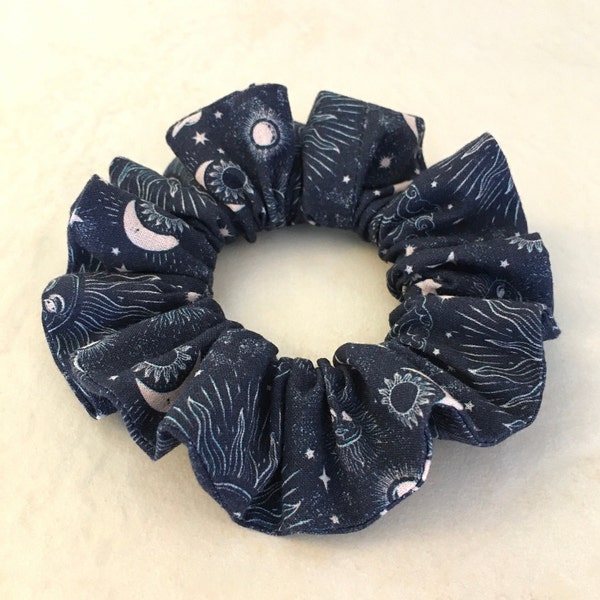 Celestial scrunchies, Sun Moon Stars scrunchie, Gifts for friends and family, Hair ties, Hair accessory, Made in UK