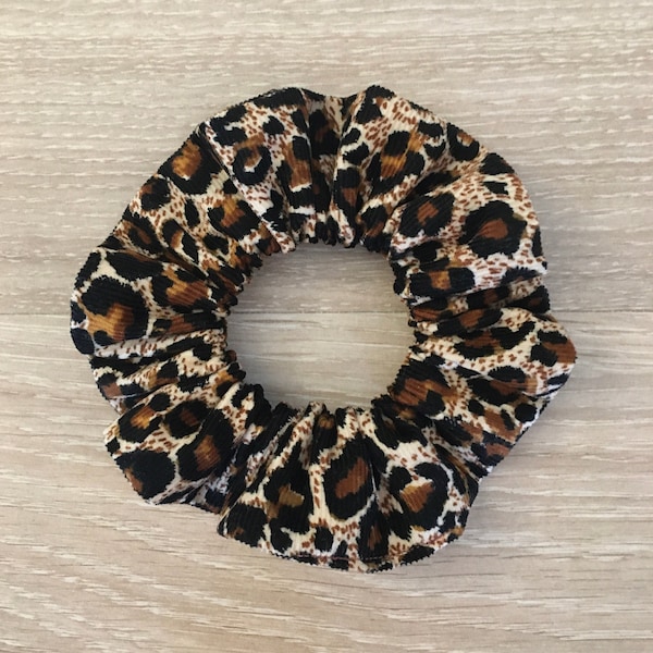 Leopard scrunchie, Hair ties, Corduroy hair accessories, Gifts for her, Gifts for families and friends, Made in UK