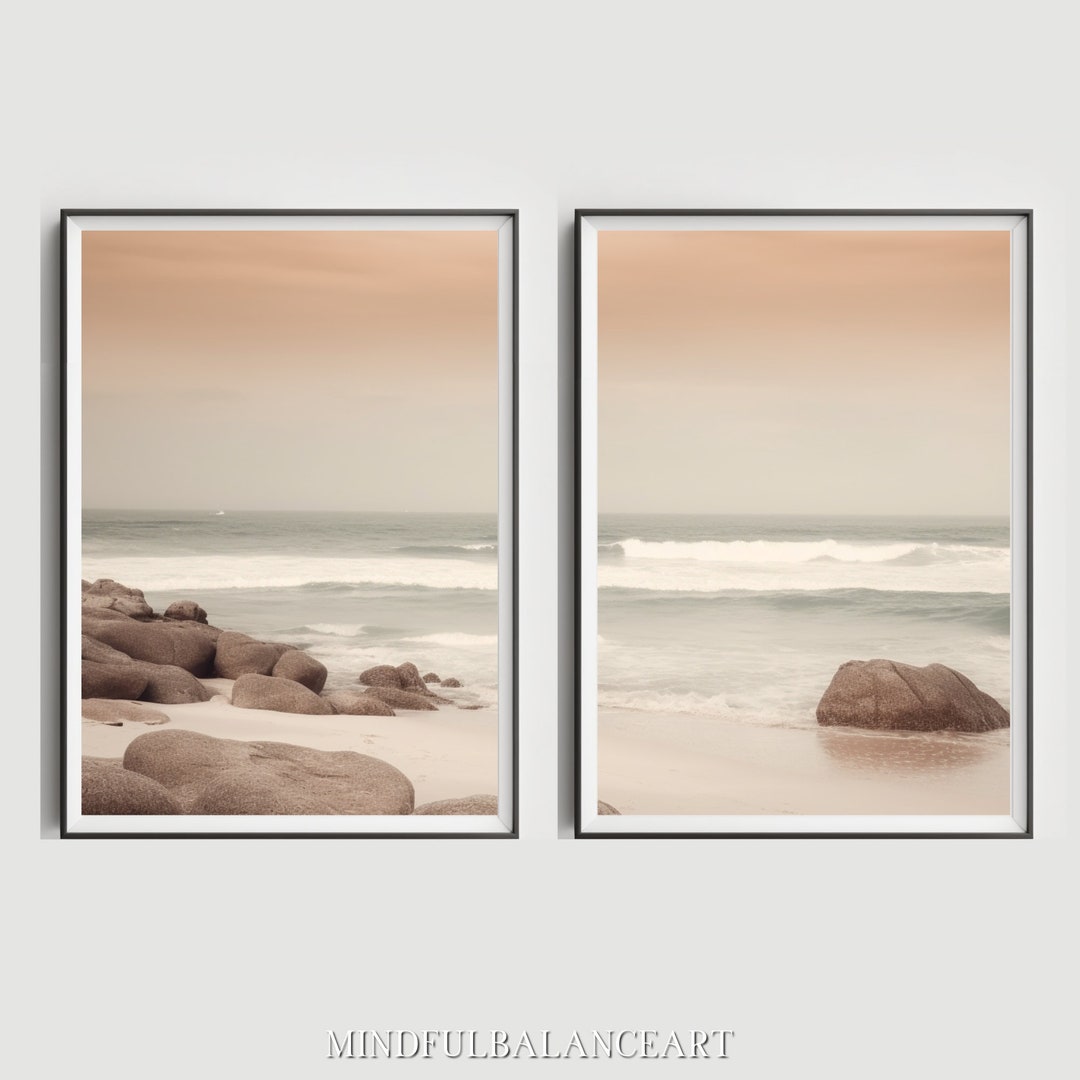 Printable Landscape Art Set of 2 Minimalist Coastal Etsy