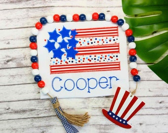 Patriotic Flag Shirt, Memorial Day Shirt, Personalized Embroidered Shirt, Independence Day Siblings Shirt