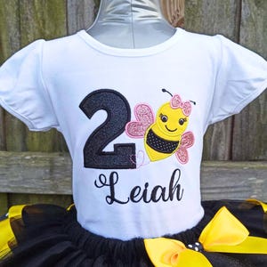 Bumble Bee Birthday Shirt | Any Age Personalized Embroidered Tee | Girls Birthday Outfit | Cute Bee Party Apparel