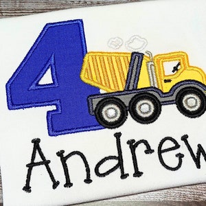 Construction Truck Birthday Outfit, Boys Birthday Shirt, Any Ages, Construction Birthday Shirt Embroidery