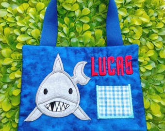 Personalized Shark Tooth Fairy Pillow - Embroidered Baby Shower & Birthday Gift for Losing First Tooth