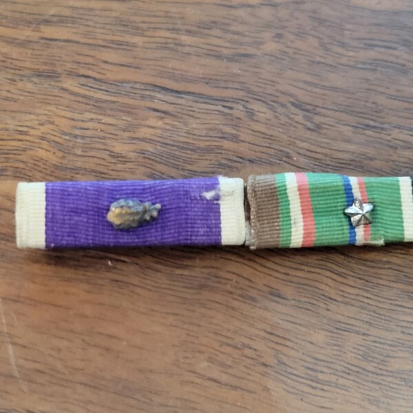 Vintage Purple Heart US Army EAME Ribbon Bar Pins European-African-Middle Eastern Stars