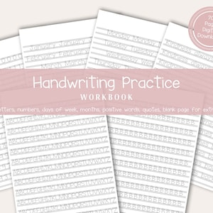 70 pagina&#39;s Nette handschriftoefenbladen | Alfabet overtrekken, belettering, werkbladen schrijven, schattige handletters, handschrift voor volwassenen