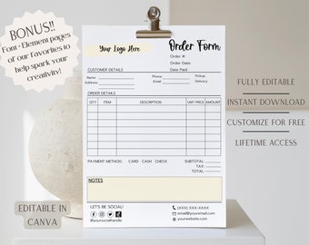 Order Form Template for Small Business | printable order form, editable order form, invoice template, invoice form, customizable order form