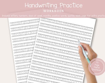 Hojas de práctica de escritura a mano ordenadas para adultos / hojas de trabajo de escritura, rastreo de letras, rastreo del alfabeto, escritura a mano para adultos, práctica de escritura