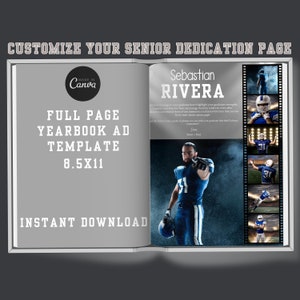 Full Page Ad for Yearbook, Senior Boy Graduation Ad Template, Senior Yearbook Ad Design, Seniors Dedication, Canva Template Yearbook Page