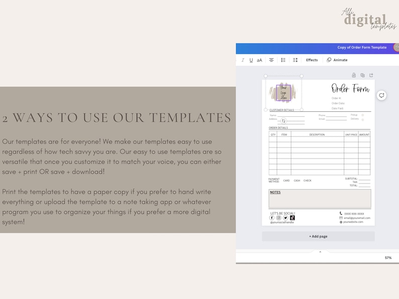 Order Form Template for Small Business | Printable Order Form, Editable ...