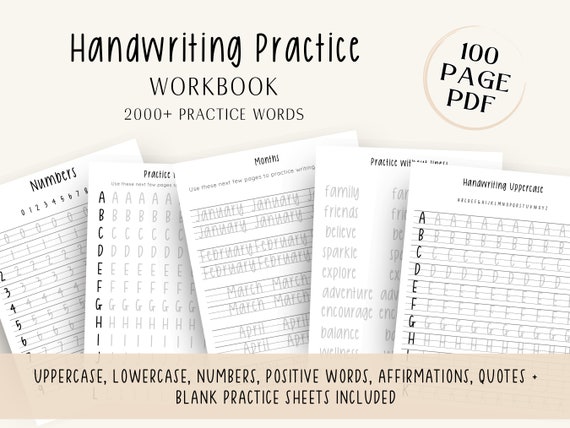Printable Handwriting Worksheets | Alphabet Writing Practice | Abc Letter Tracing | Modern Calligraphy | Hand Lettering Practice