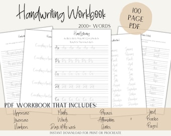 Handwriting Practice Worksheets | cute handwriting practice, lettering practice, traceable handwriting guide, lettering worksheet