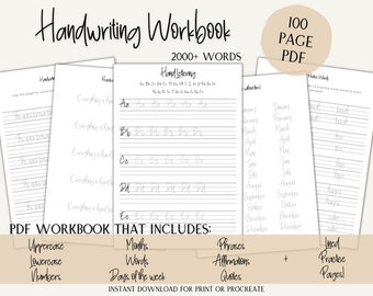 Handwriting Practice Worksheets | cute handwriting practice, lettering practice, traceable handwriting guide, lettering worksheet
