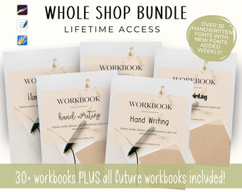 WHOLE SHOP Hand lettering practice sheets for procreate | hand lettering practice sheets, lettering worksheets, handwriting workbook