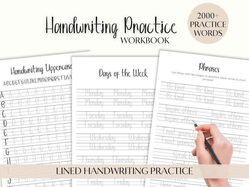 Cute Handwriting Practice Worksheets for Adults | Lettering Worksheets