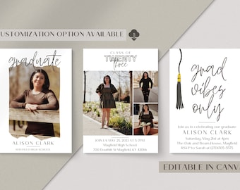 High School Graduation Invitation Template | editable graduation card, graduation announcement, grad party invite
