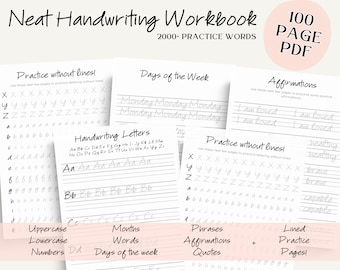 Handwriting Practice Workbook | cute handwriting practice, fancy writing sheets, traceable handwriting guide, lettering worksheet