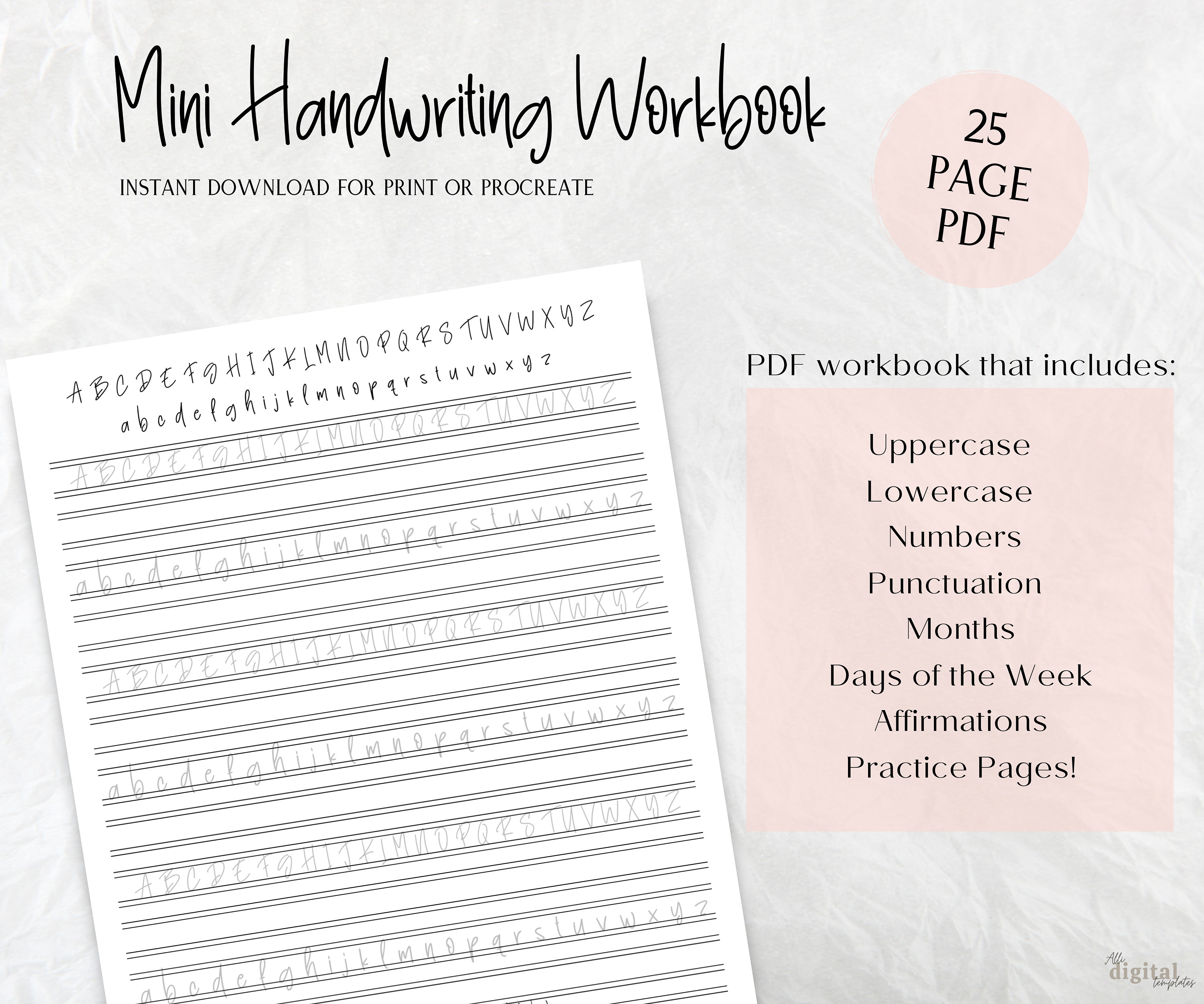 Neat Handwriting Workbook, Handwriting practice sheets, Penmanship Practice, Hand lettering practice sheet, Improve Handwriting