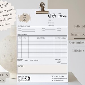 Order Form Template for Small Business | printable order form, editable order form, invoice template, invoice form, customizable order form