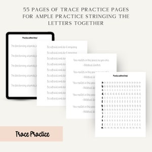 May include: A set of printable trace practice pages for handwriting. The pages feature the alphabet, the phrase "Be afraid and do it anyway", and the quote "You matter in this space as you are." by Mildred Walker.