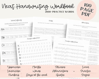 Handwriting Practice Workbook | Procreate lettering practice, modern calligraphy, traceable handwriting guide, lettering printables