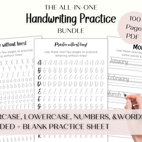 Hand Lettering Practice Sheets for Procreate Hand Lettering - Etsy