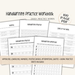Nette oefenbladen voor handschrift voor volwassenen | handschriftwerkboek, handschriftwerkbladen, handschriftoefening, handschriftgids