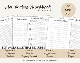 Handwriting Practice Sheets Printable | hand lettering practice, penmanship practice, traceable lettering guide, lettering worksheet
