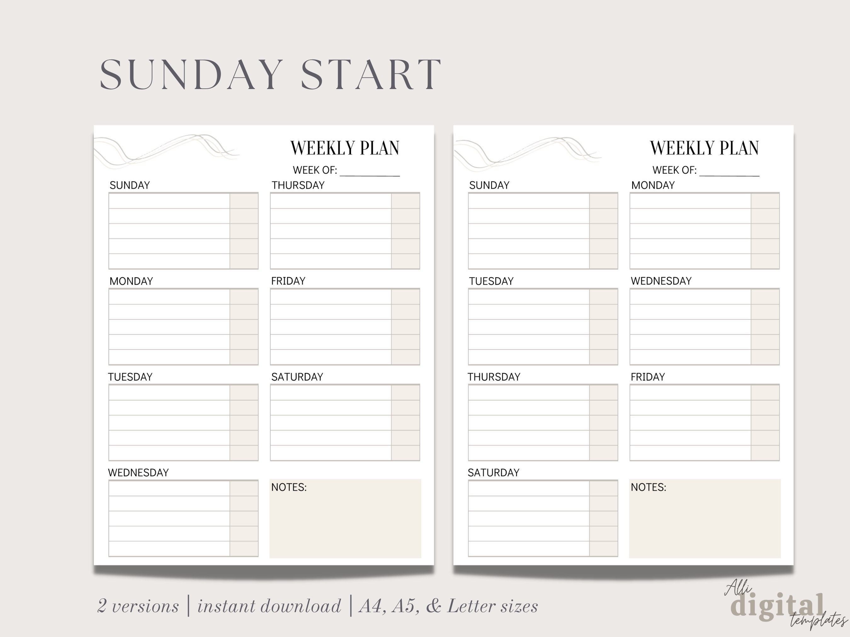 Weekly Planner Printable to Do List, Minimal Weekly Schedule, Weekly ...