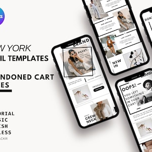Abandoned Cart Email Flow Templates | Editable Abandoned Cart Templates | Fashion Email Marketing | Canva Templates | Brand Emails | E-Comm