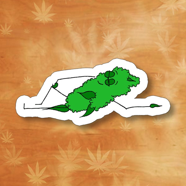 Lounging Weed 420 Pot Bud Stoner Sticker - Buddieez