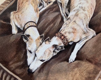 Whippet Kunstdruck “I Love Whippets”.