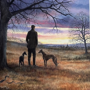 Lurcher/Greyhound Print &quot;Shadow Hunters&quot; Dog Art