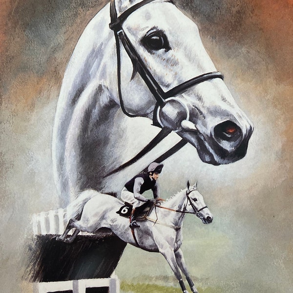 Horse Racing Print "Desert Orchid" signed Horse Art Print