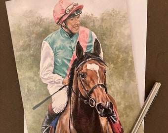 Horse Racing Art Card "Enable and Frankie Dettori"