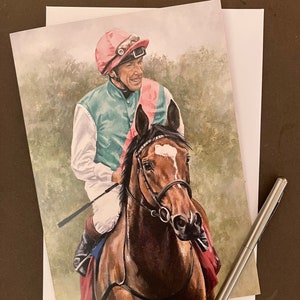 Carte artistique des courses de chevaux « Enable et Frankie Dettori »