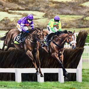 Pferderennen Kunstdruck ""Kauto Star and Denman"" Cheltenham."