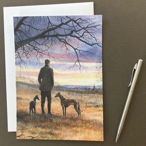 Lurcher Greyhound Greeting Card "Shadow Hunters"