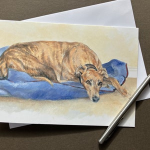 Carte d'art lévrier Lurcher « C'est la vie d'un chien » Carte d'art lévrier bringé « C'est la vie d'un chien »