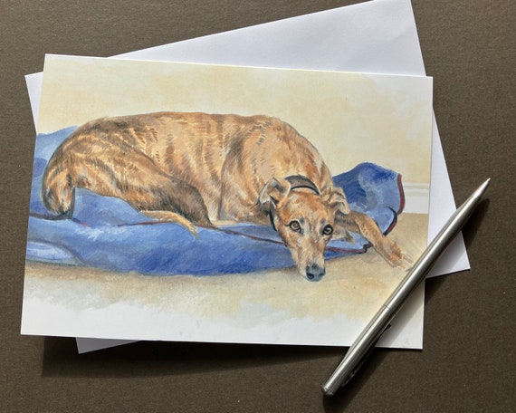 Brindle Greyhound Art Card, "It's a Dog's Life" Portrait