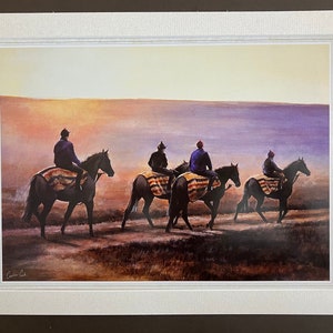 Pferderennen Kunstdruck &quot;&quot;NewMarket Sunrise&quot;&quot; montiertes Pferde Bild